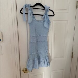 Elegant Light Blue Ruffled Mini Dress